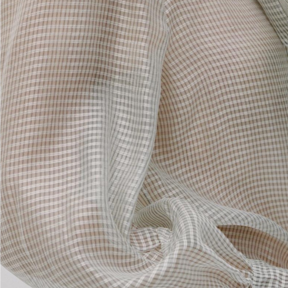 Zara Checkered Blouse with Bow - Gray and White - Picture 2 of 7